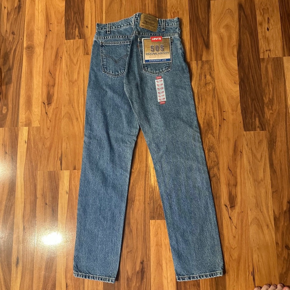 Deadstock NWT Mexico Levis 505 Regular Fit Straight Leg Jeans Blue 31x32 Vintage